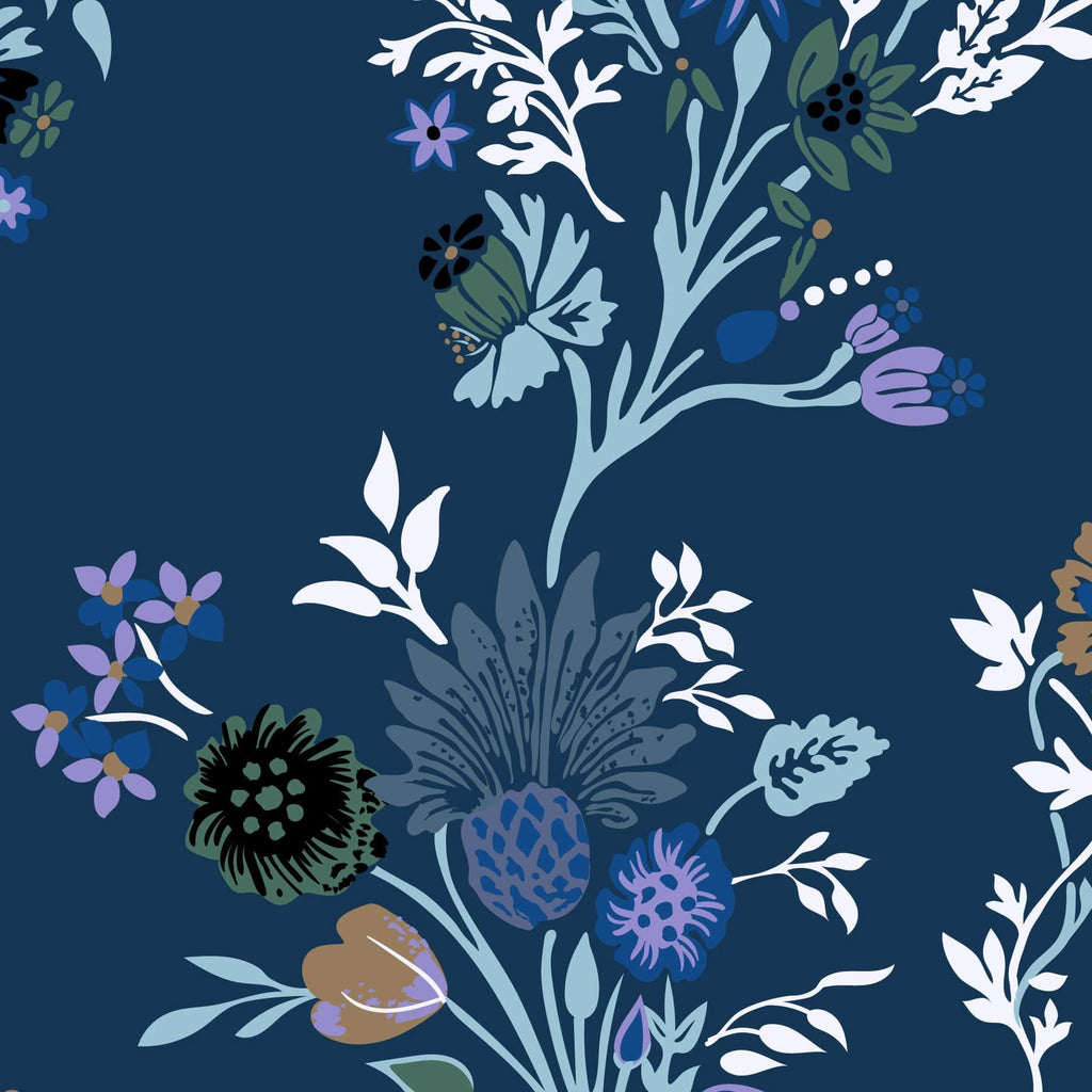 Large Every Day Tote Bag - Garden Masquerade Vines Shadow Blue
