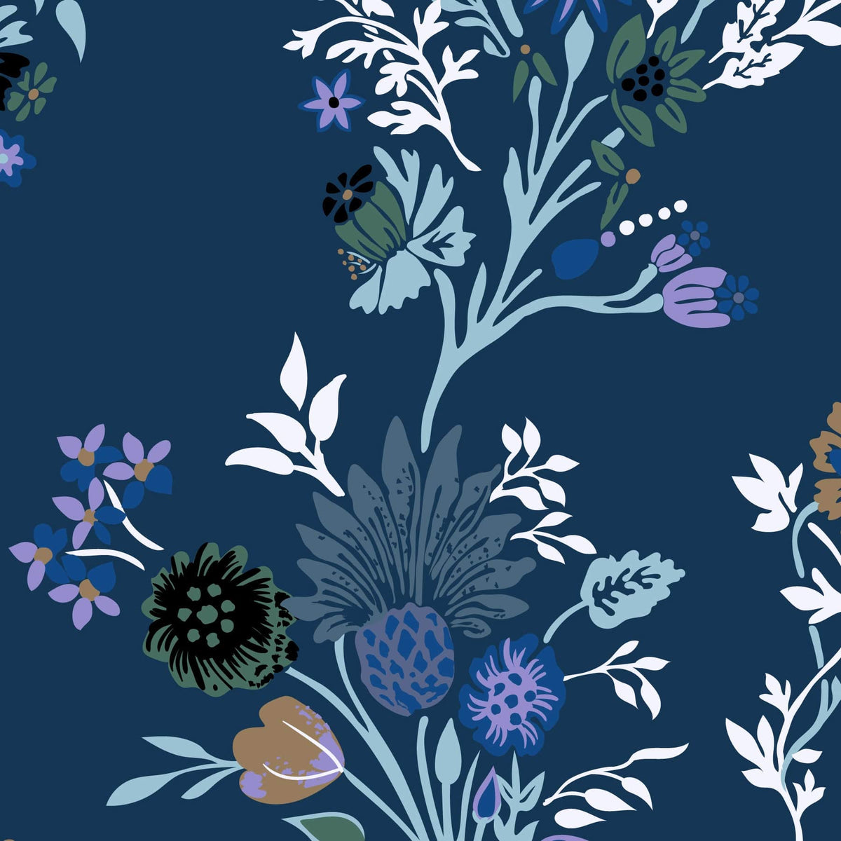 Large Every Day Tote Bag - Garden Masquerade Vines Shadow Blue