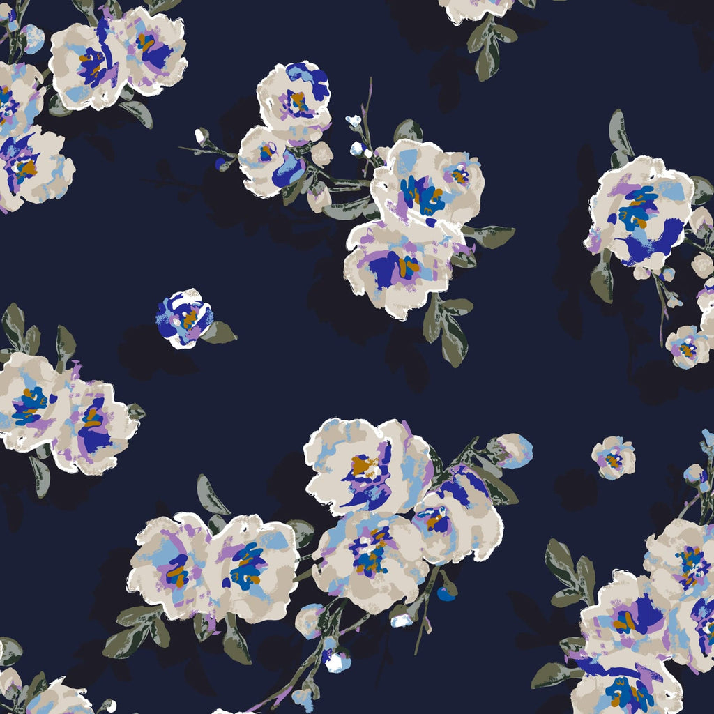 Medium Travel Duffel Bag - Blooms and Branches Navy