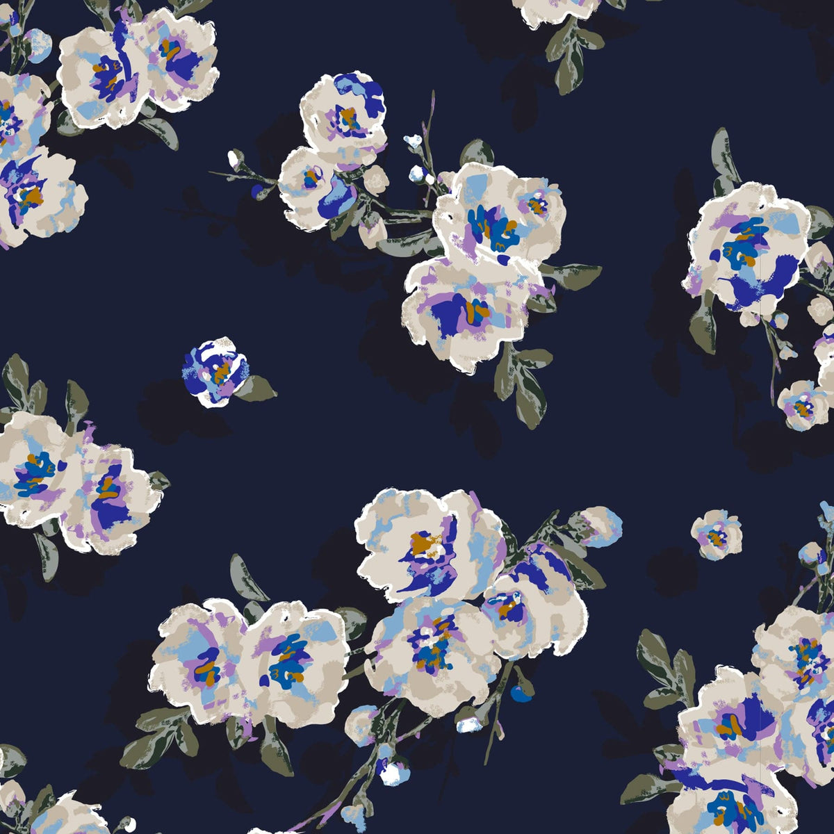 Medium Travel Duffel Bag - Blooms and Branches Navy