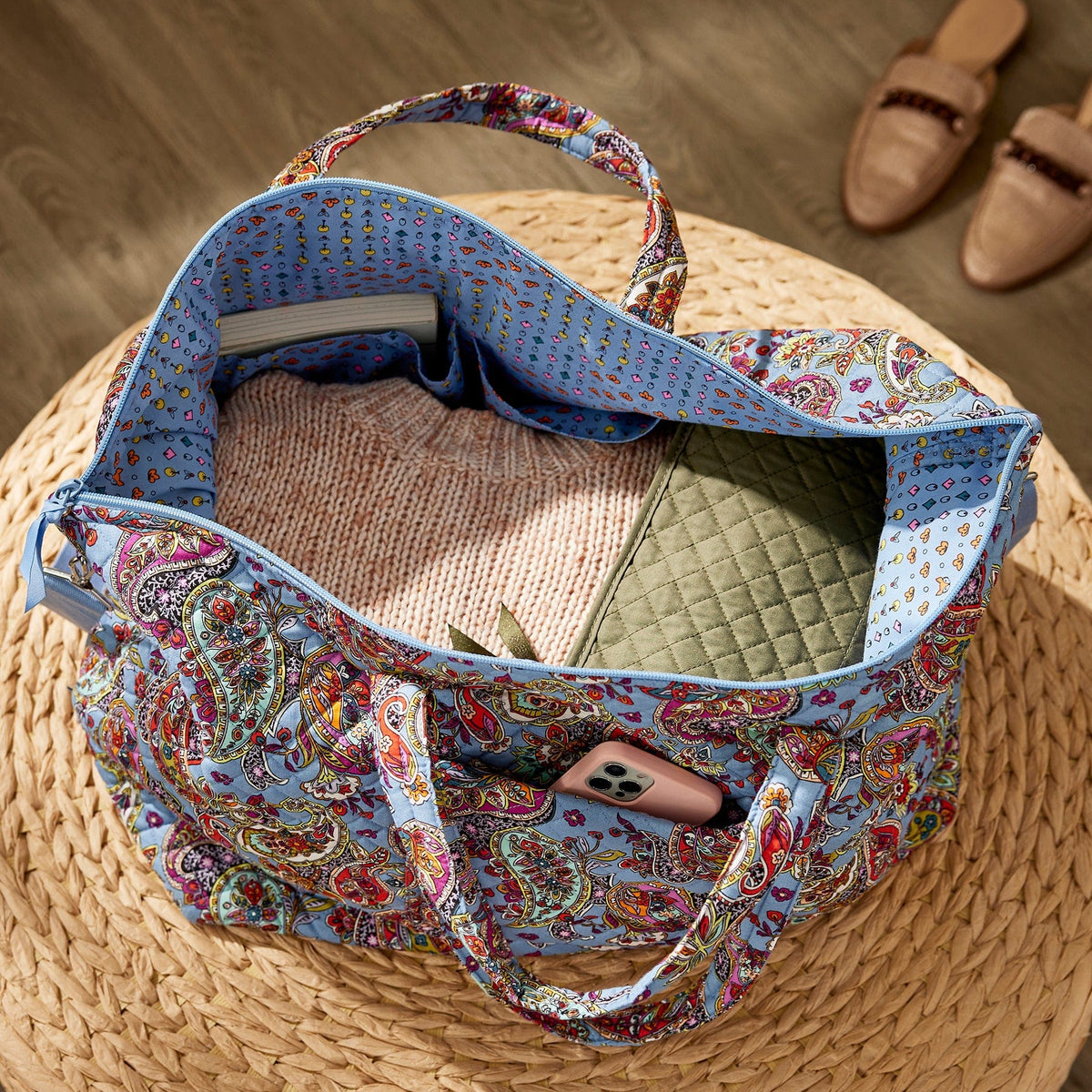 Overnight Travel Tote Bag - Orchard Plaid