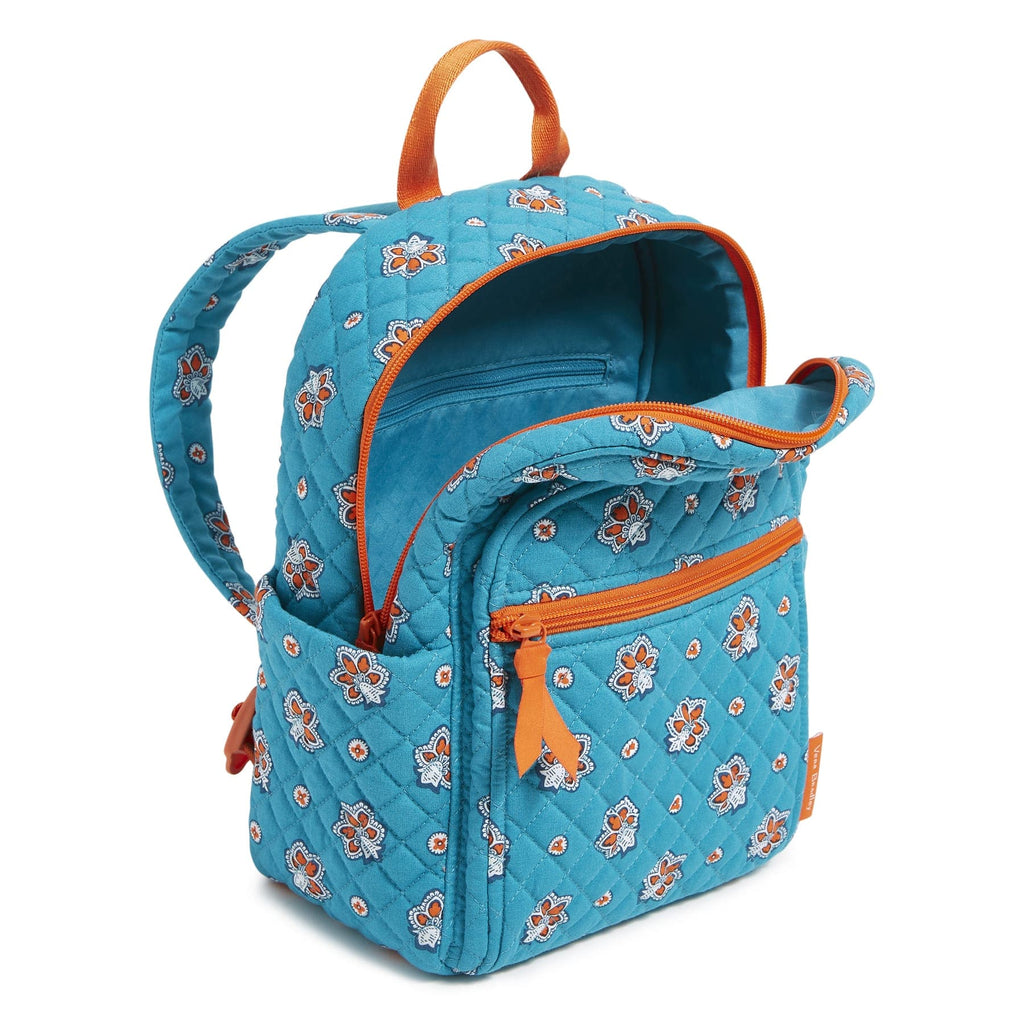 Small Backpack - Bandana Paisley - Aqua and Orange
