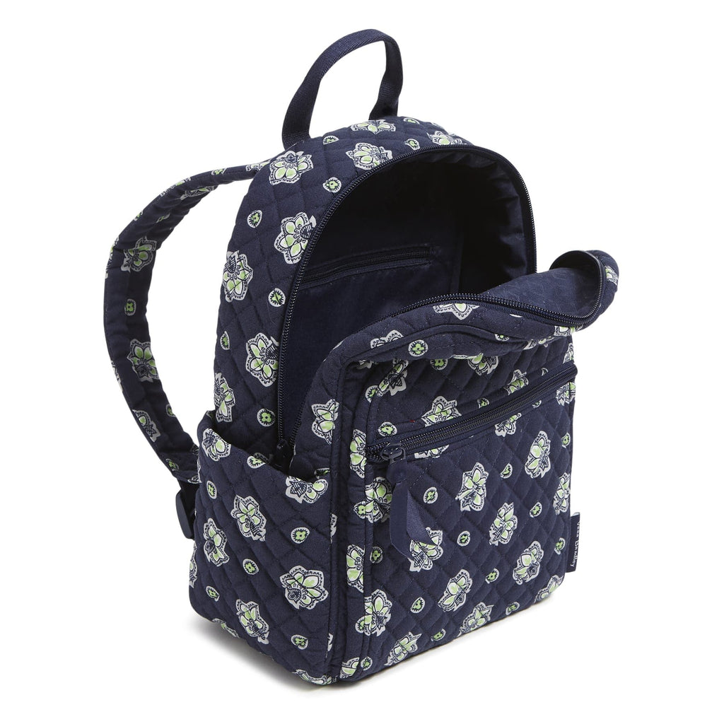 Small Backpack - Bandana Paisley - Navy and Neon Green