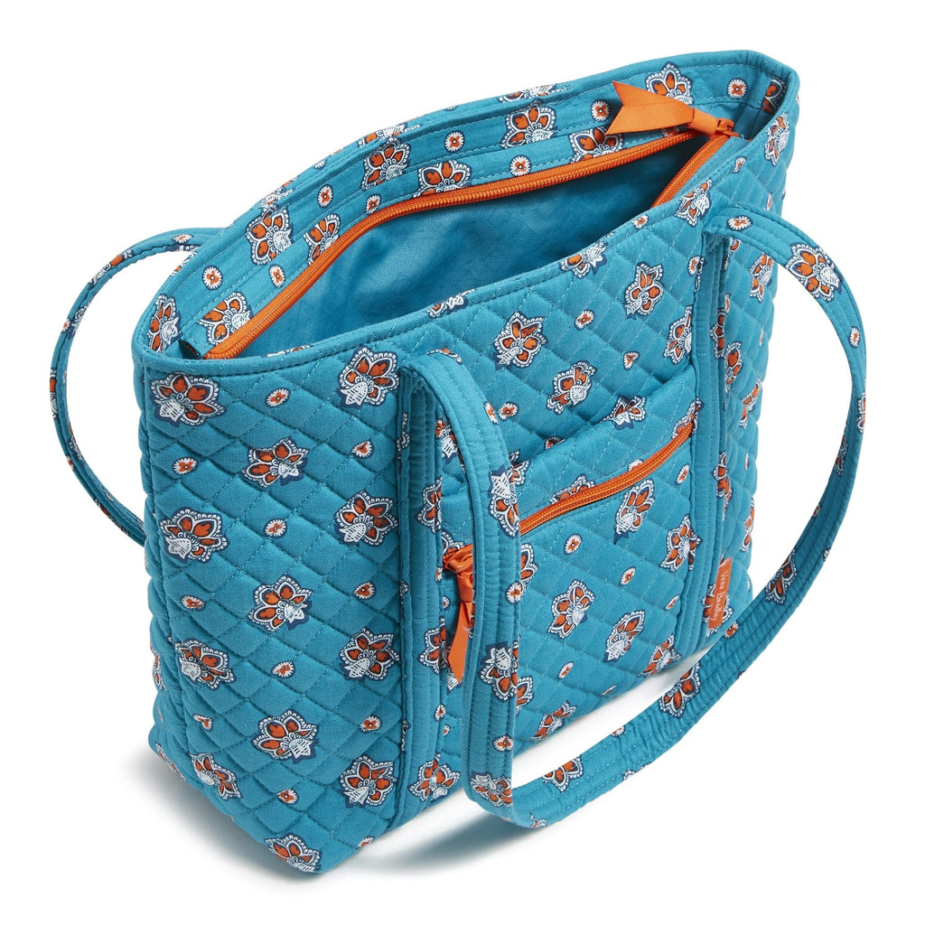 Small Vera Tote - Bandana Paisley - Aqua and Orange
