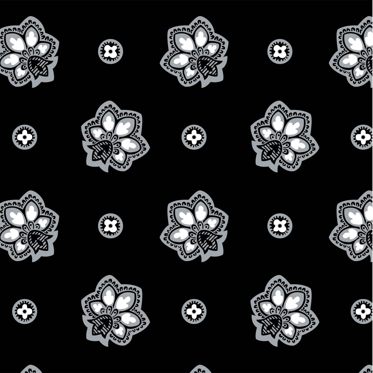 Small Vera Tote - Bandana Paisley - Silver and Black