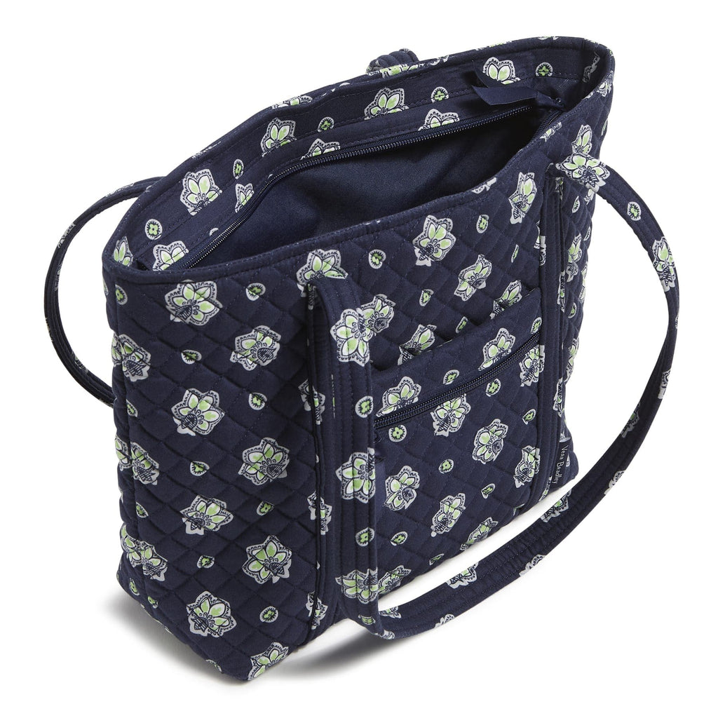 Small Vera Tote - Bandana Paisley - Navy and Neon Green