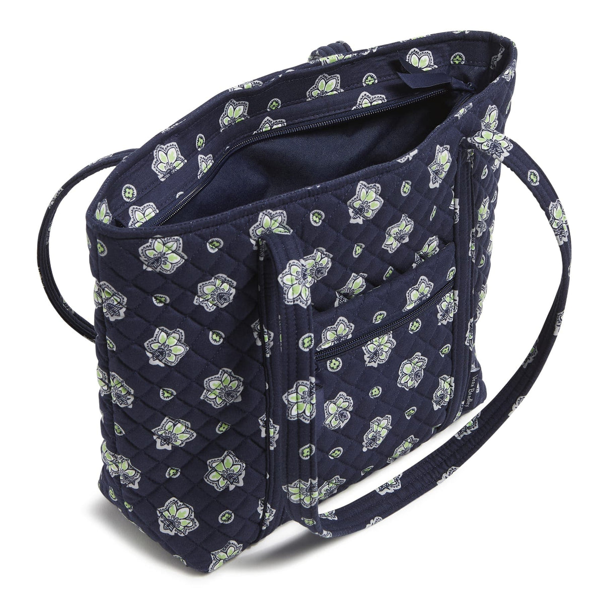 Small Vera Tote - Bandana Paisley - Navy and Neon Green