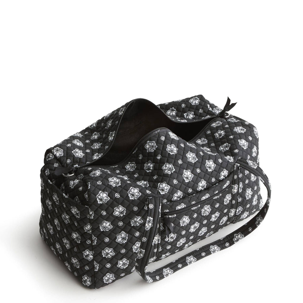 Large Travel Duffel - Bandana Paisley - Silver and Black