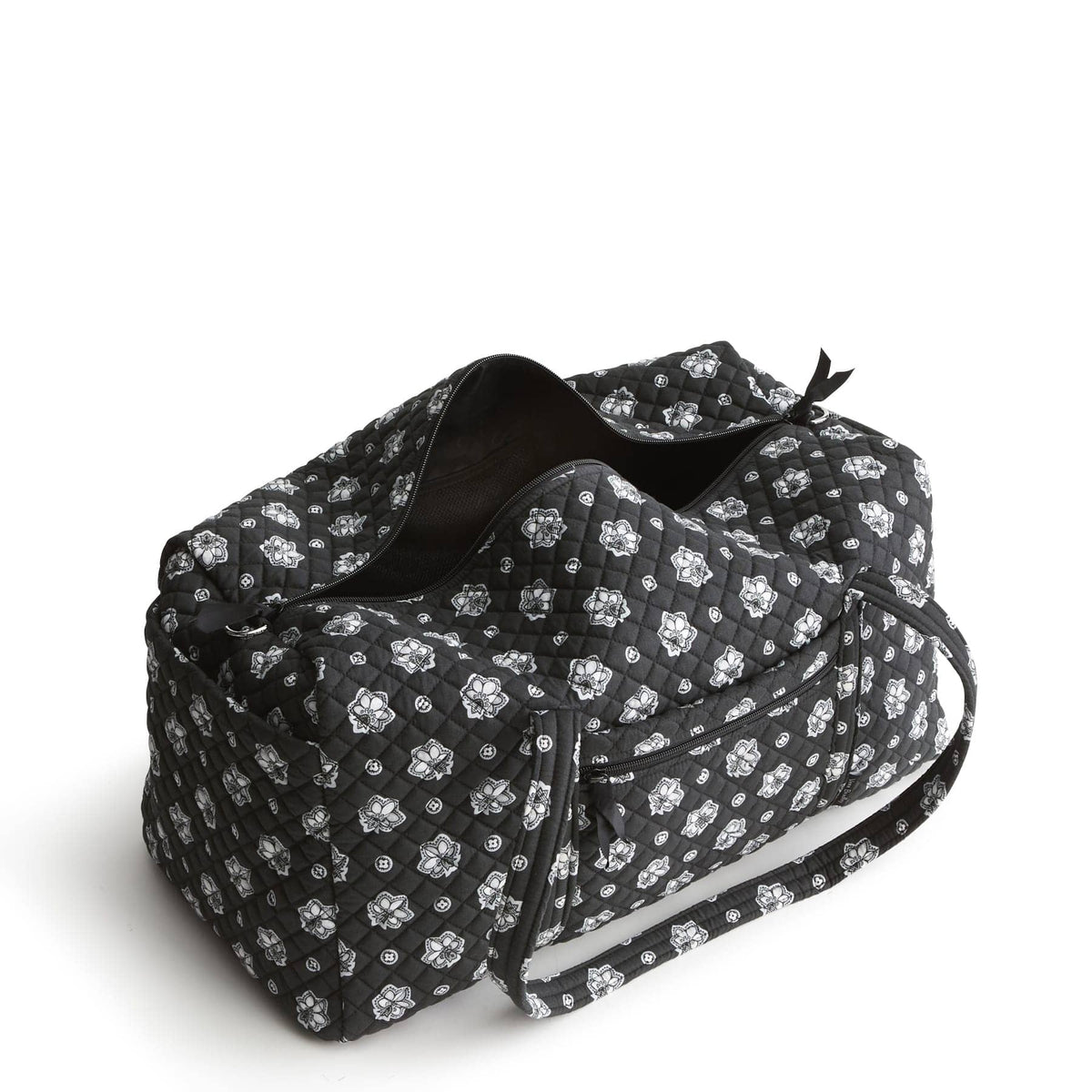 Large Travel Duffel - Bandana Paisley - Silver and Black