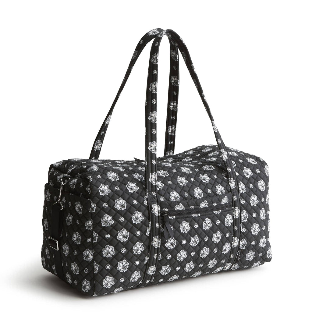 Large Travel Duffel - Bandana Paisley - Silver and Black