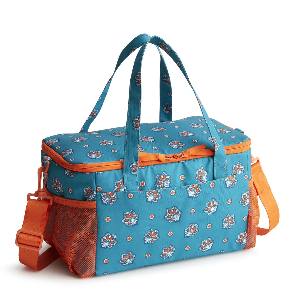 Cooler Lunch Bag - Bandana Paisley - Aqua and Orange
