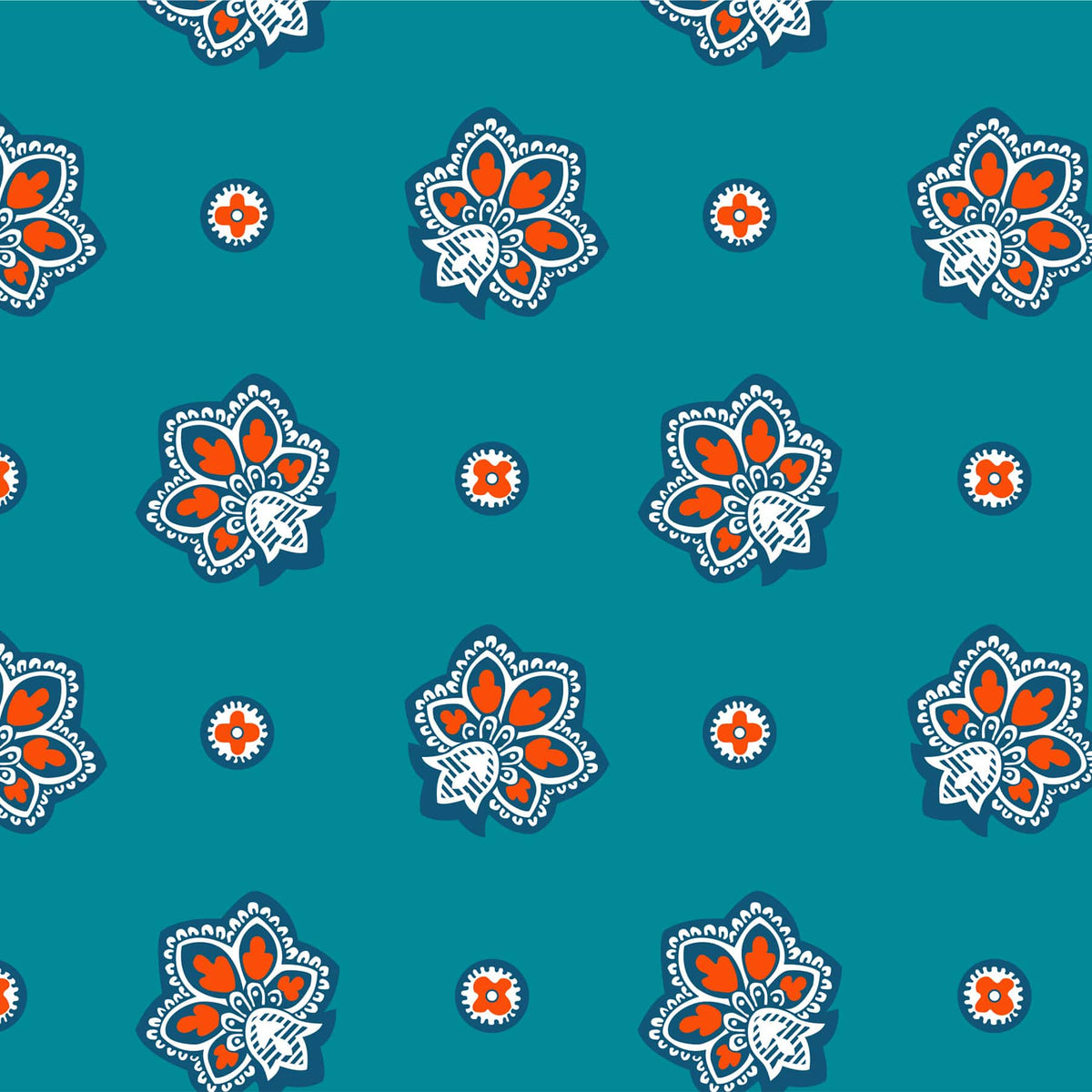 Cooler Lunch Bag - Bandana Paisley - Aqua and Orange