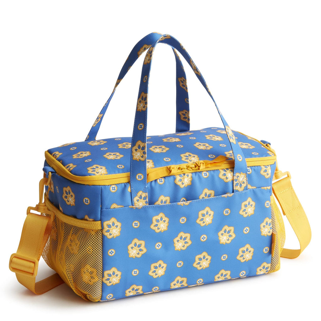 Cooler Lunch Bag - Bandana Paisley - Powder Blue and Gold