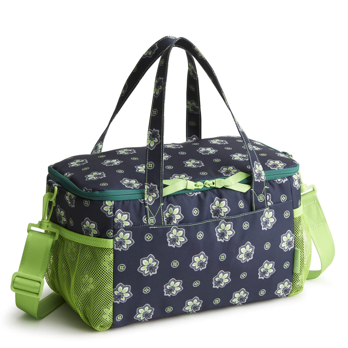 Cooler Lunch Bag - Bandana Paisley - Navy and Neon Green