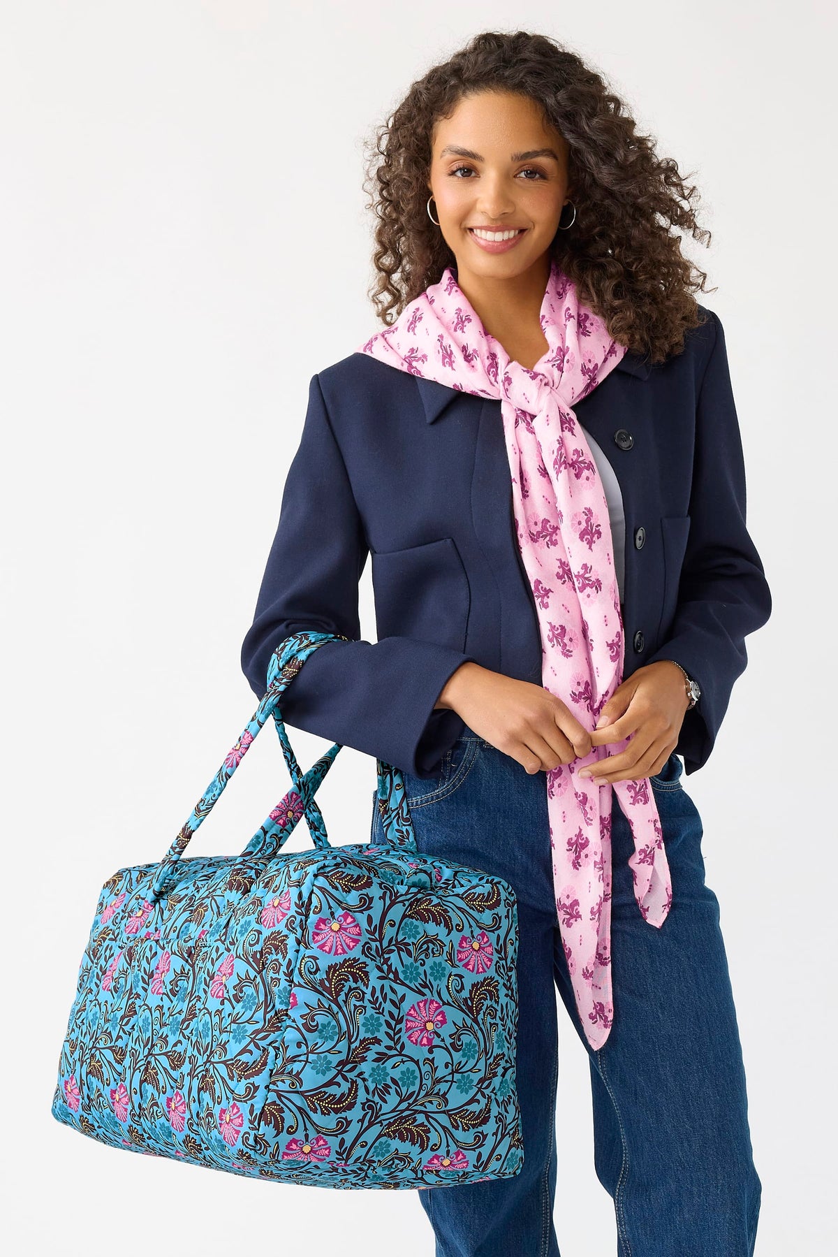 Large Travel Duffel - Posy Scrolls