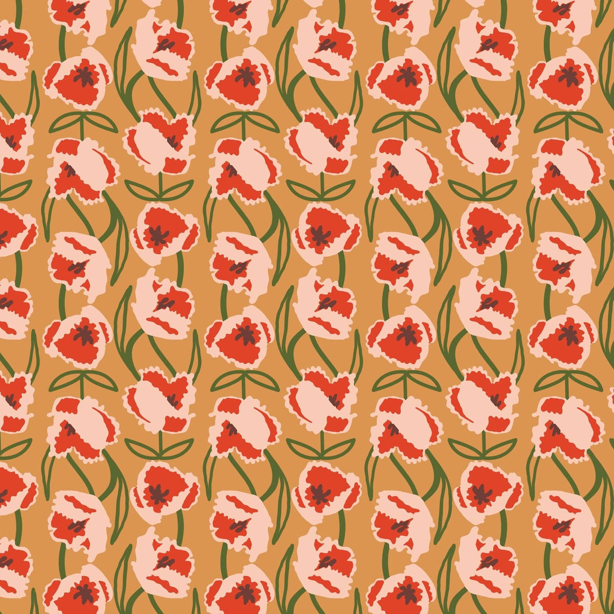 Large Pouch - Curly Tulips