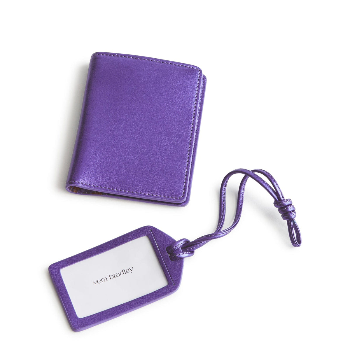 Passport Cover & Luggage Tag Set - Purple Metallic