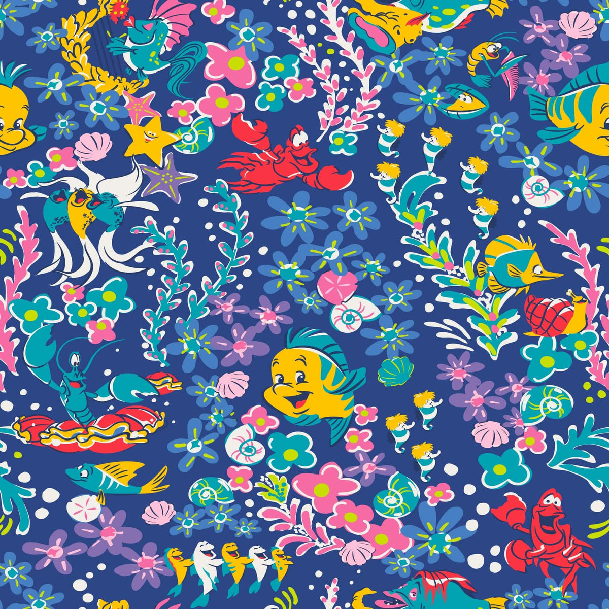 Disney Essential Large Backpack - Ariel Floral Deep Ultramarine