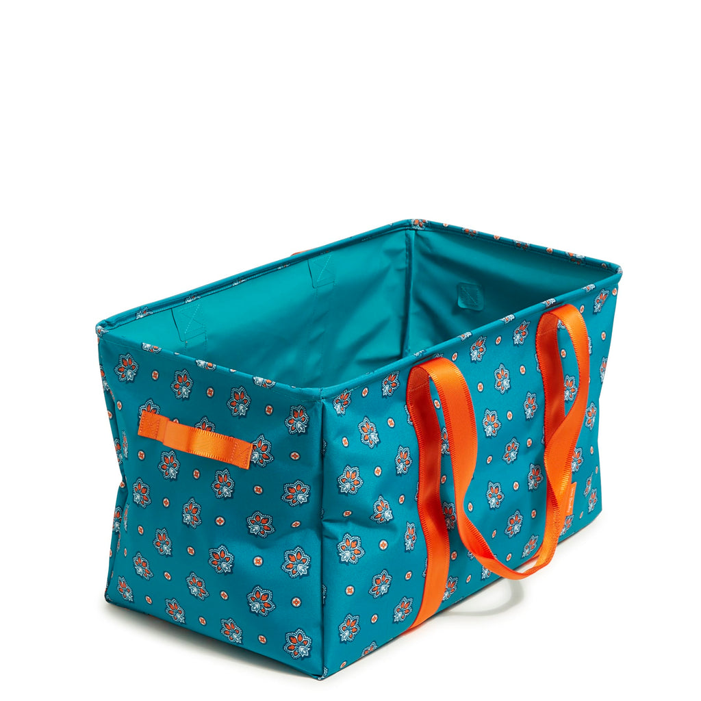 ReActive Large Car Tote - Bandana Paisley - Aqua and Orange