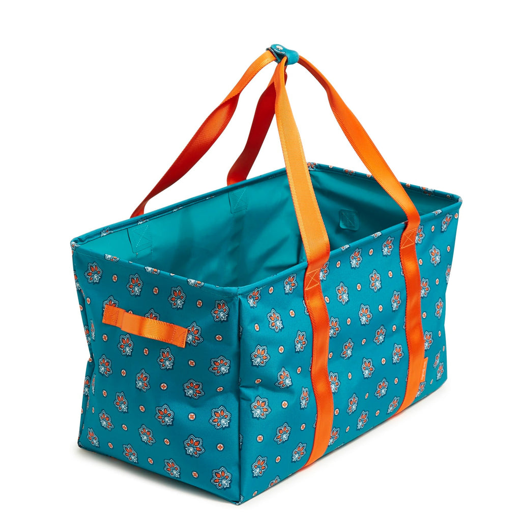 ReActive Large Car Tote - Bandana Paisley - Aqua and Orange