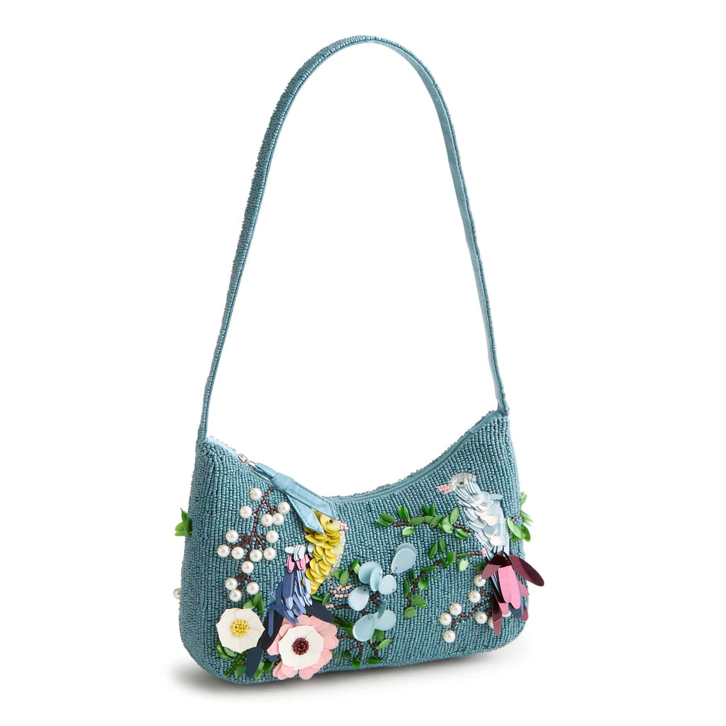 Mini Roxbury Crescent Shoulder Bag - Prairie Blooms Bluestone