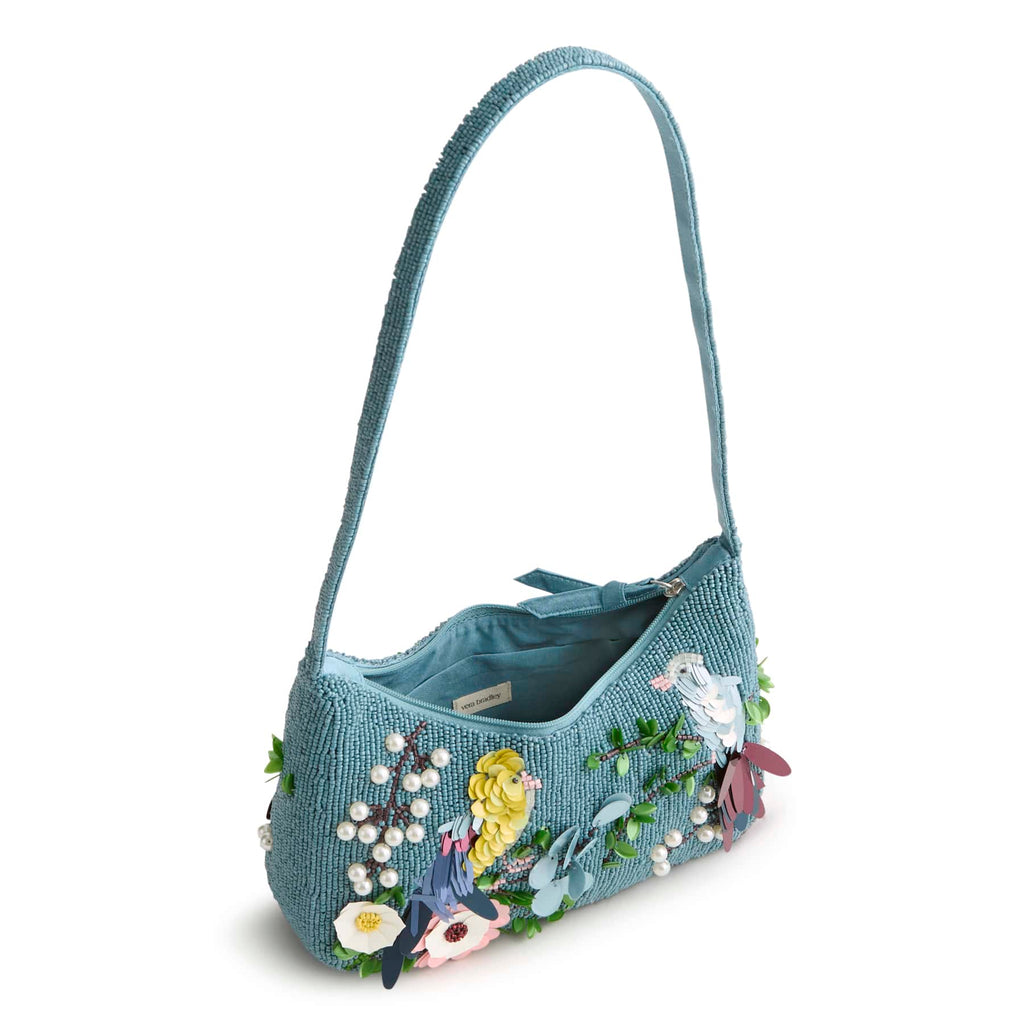 Mini Roxbury Crescent Shoulder Bag - Prairie Blooms Bluestone