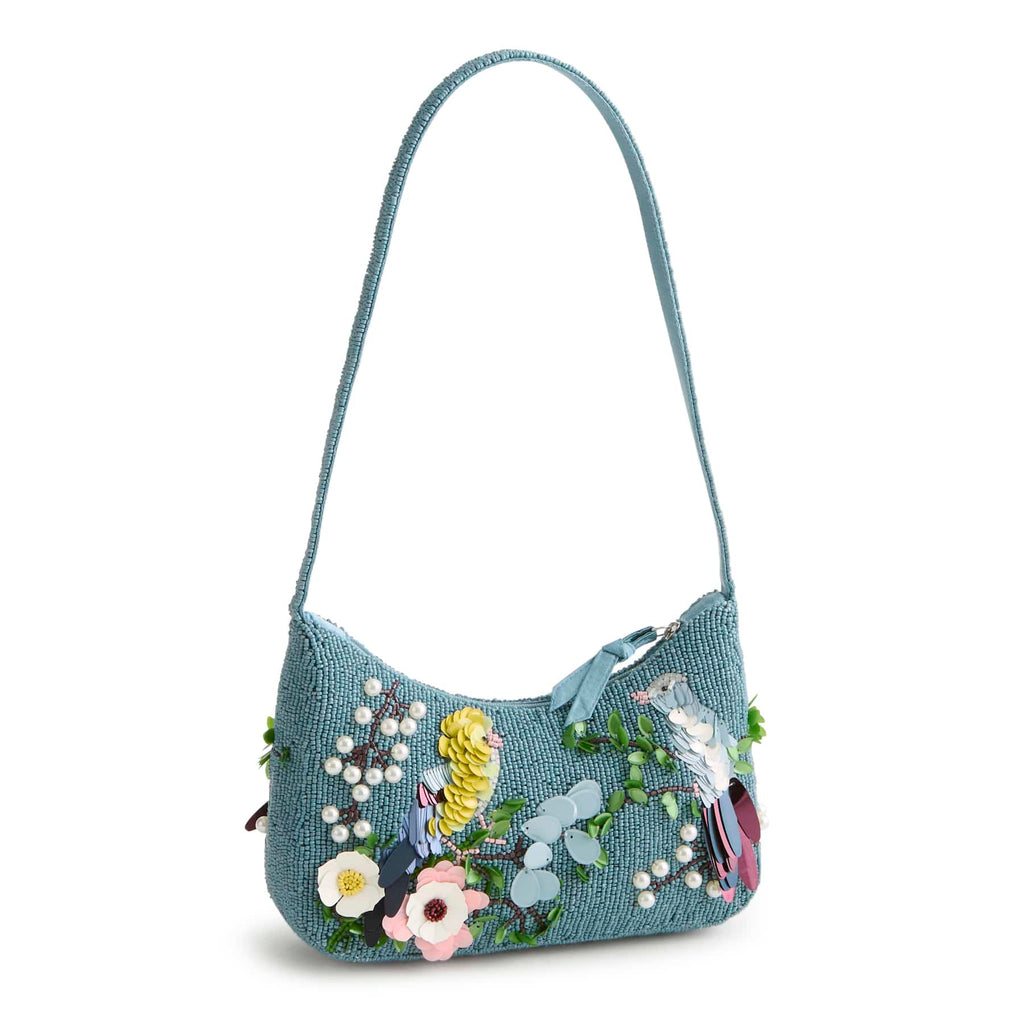 Mini Roxbury Crescent Shoulder Bag - Prairie Blooms Bluestone