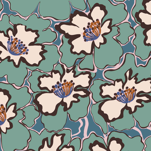 2 Pc. Nested Luggage Set - Reflecting Lily Pads Cottage Cream