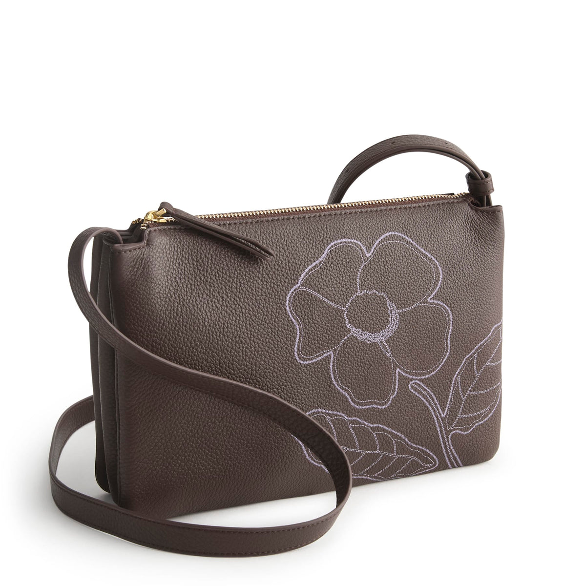 Foxbury Crossbody - Appliqu\u00e9 Floral Coffee Bean