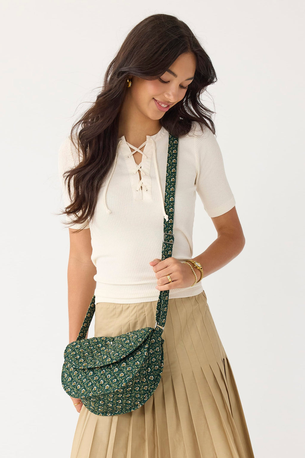 Saddle Crossbody - Mistletoe Lattice