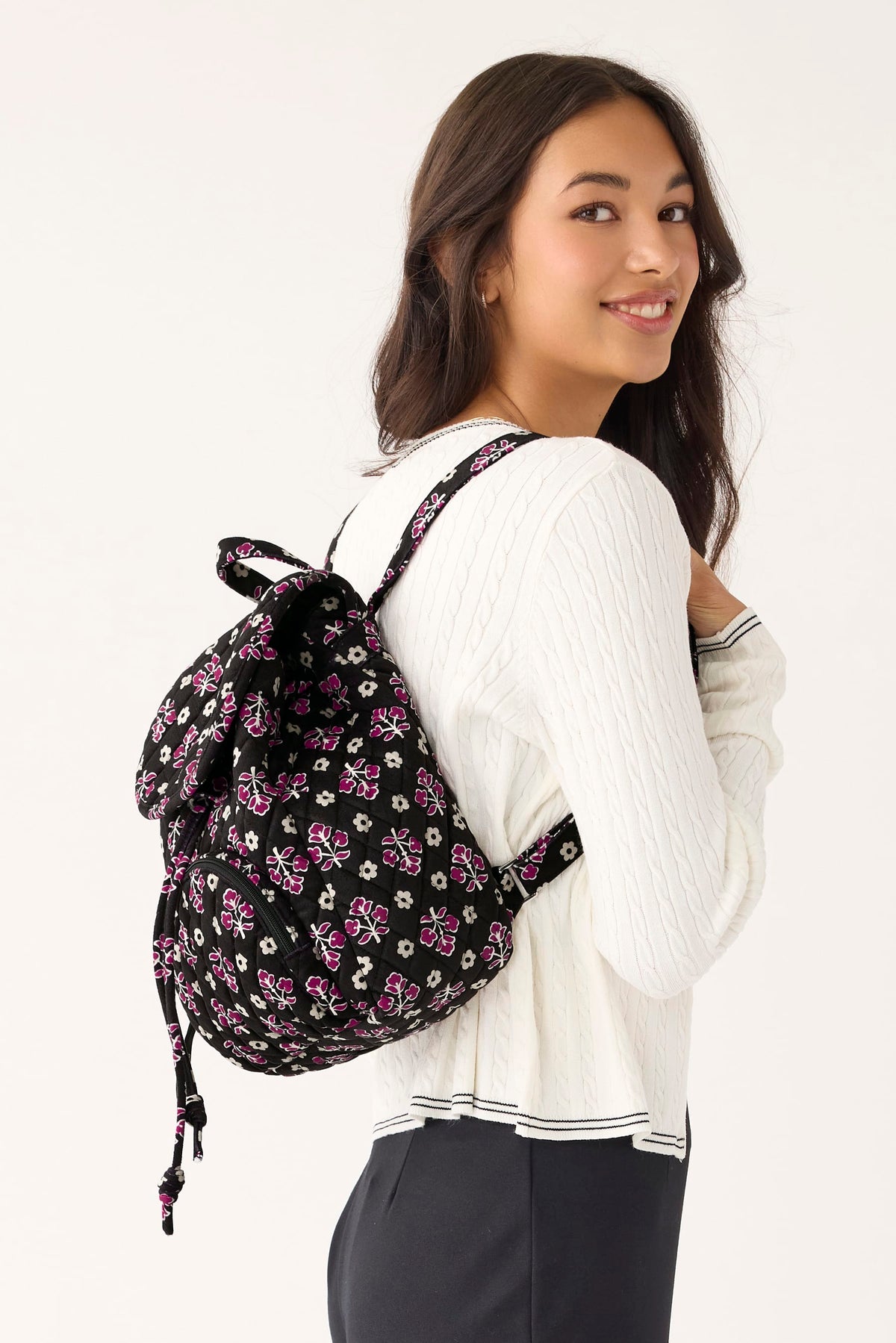 Drawstring Backpack - Clustered Ditsy Moonless Night