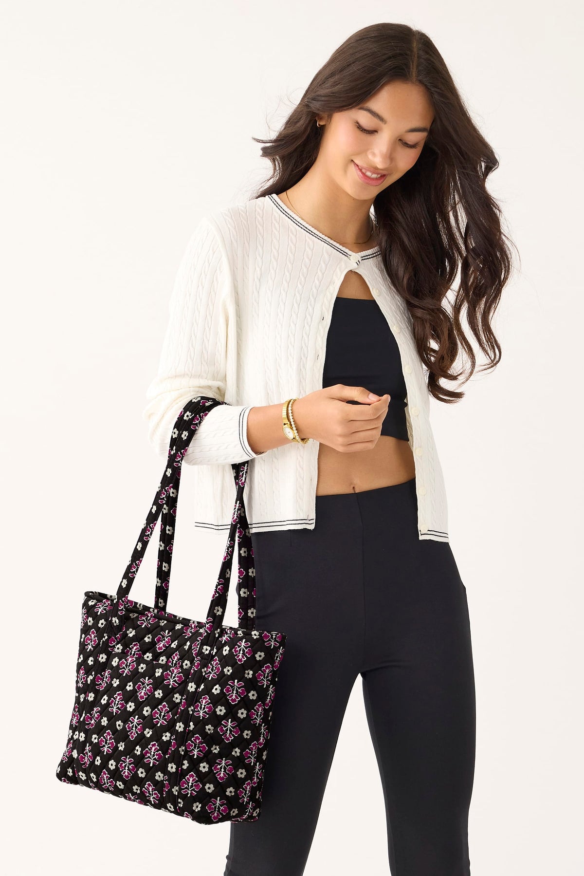Small Vera Tote - Clustered Ditsy Moonless Night