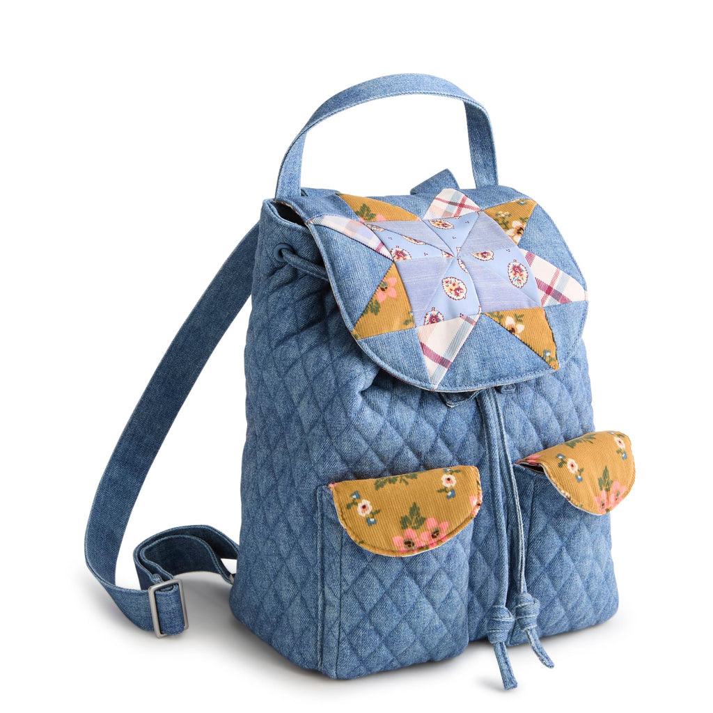 Deluxe Drawstring Backpack - Pinwheel Riverside Denim