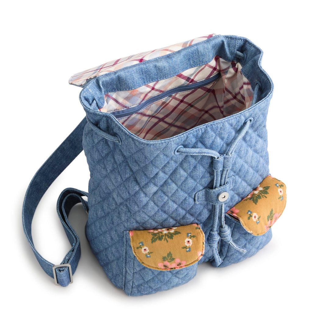 Deluxe Drawstring Backpack - Pinwheel Riverside Denim