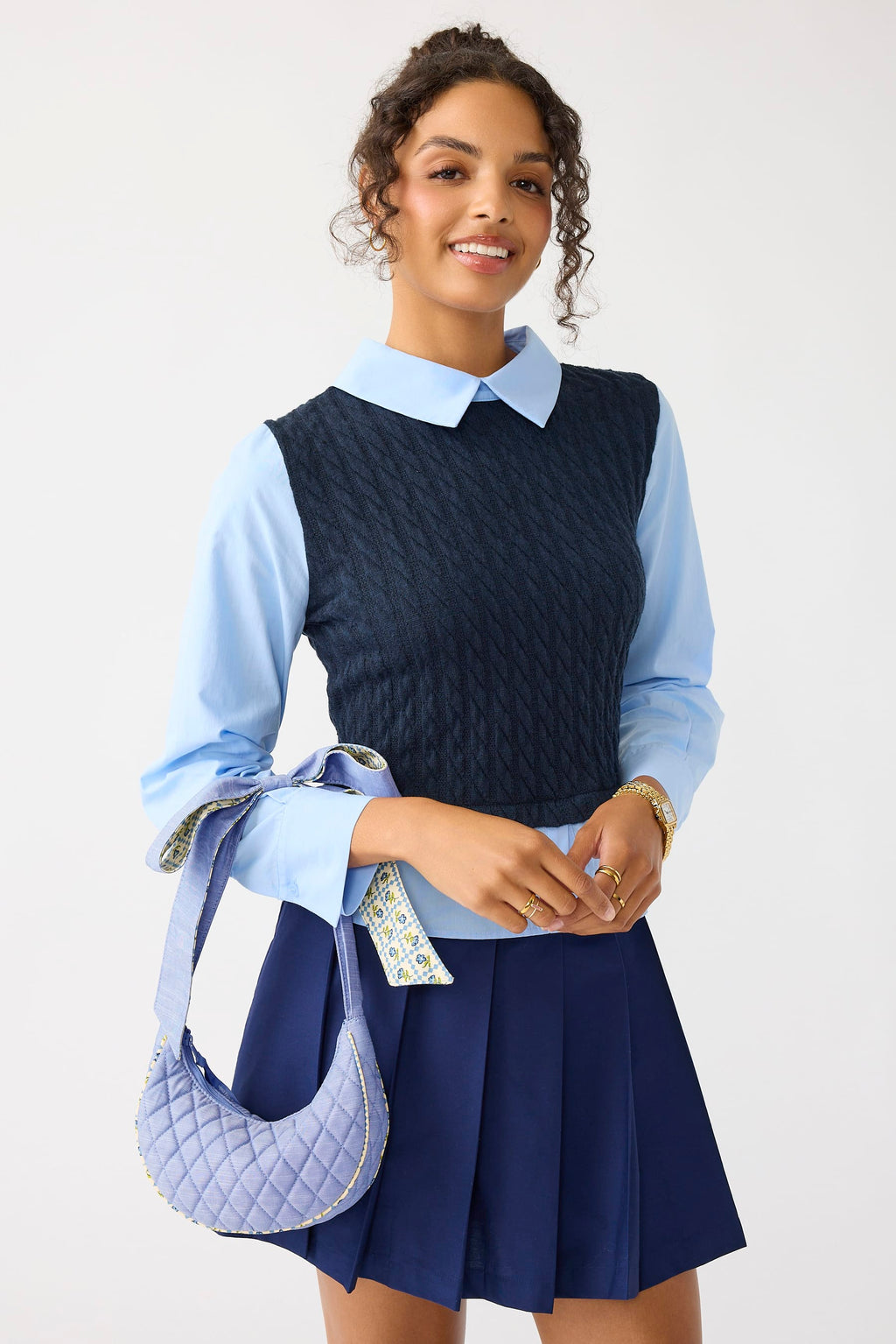 Mini Clara Bow Bag - Blue Chambray